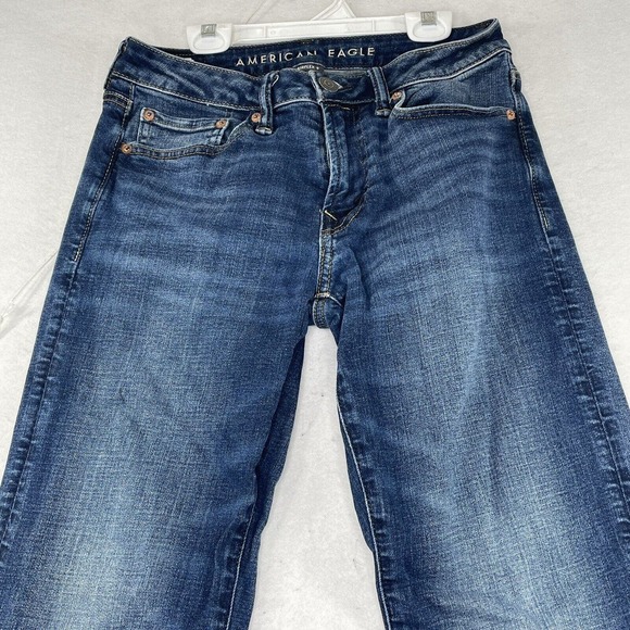 American Eagle Men's Airflex+ Stretch Straight Leg Blue Denim Jeans 28 X 30 - Picture 4 of 11